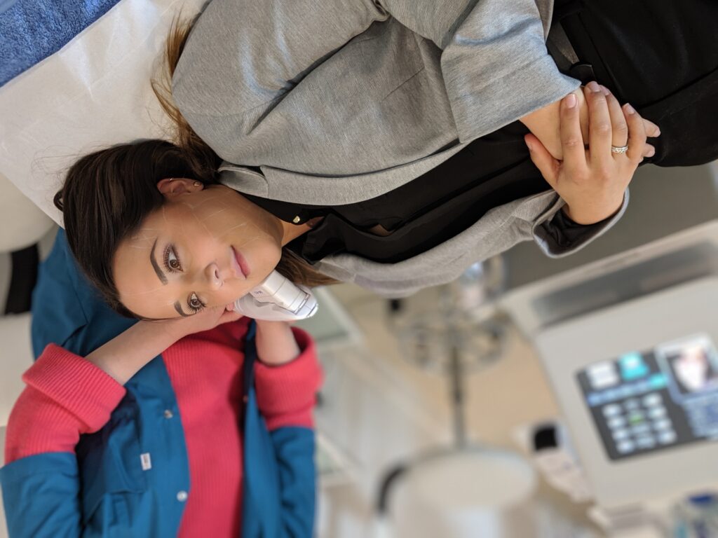 3D hifu facial treatments - woman lying down getting her treatment done
